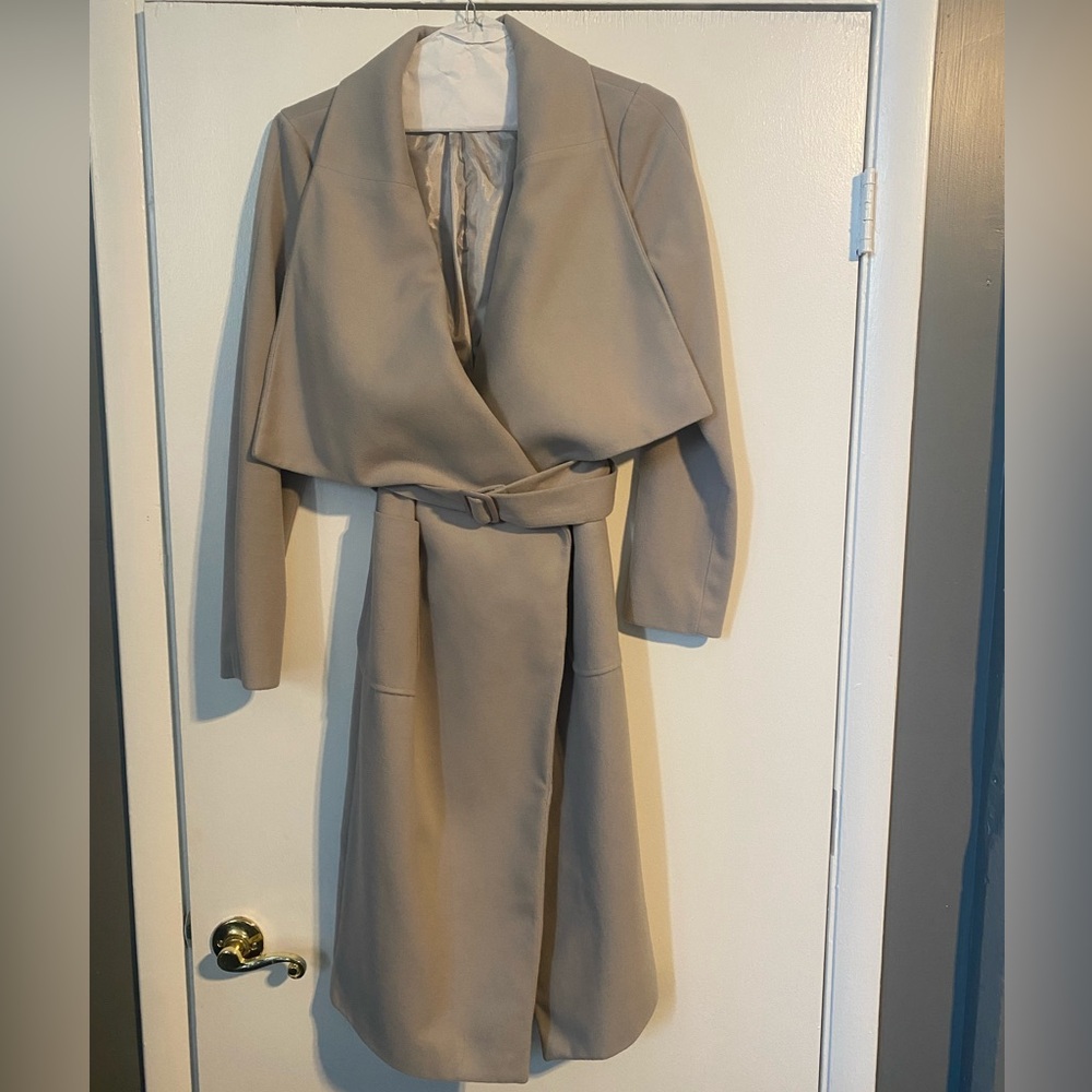 LIONESS GREY BELTED WRAP COAT